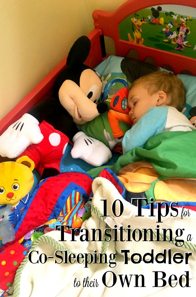 Transitioning a co-sleeping toddler to their own bed can seem like an impossible task, but it's easier than you think and it WILL happen. Here are some tips to help with the co-sleeping transition!