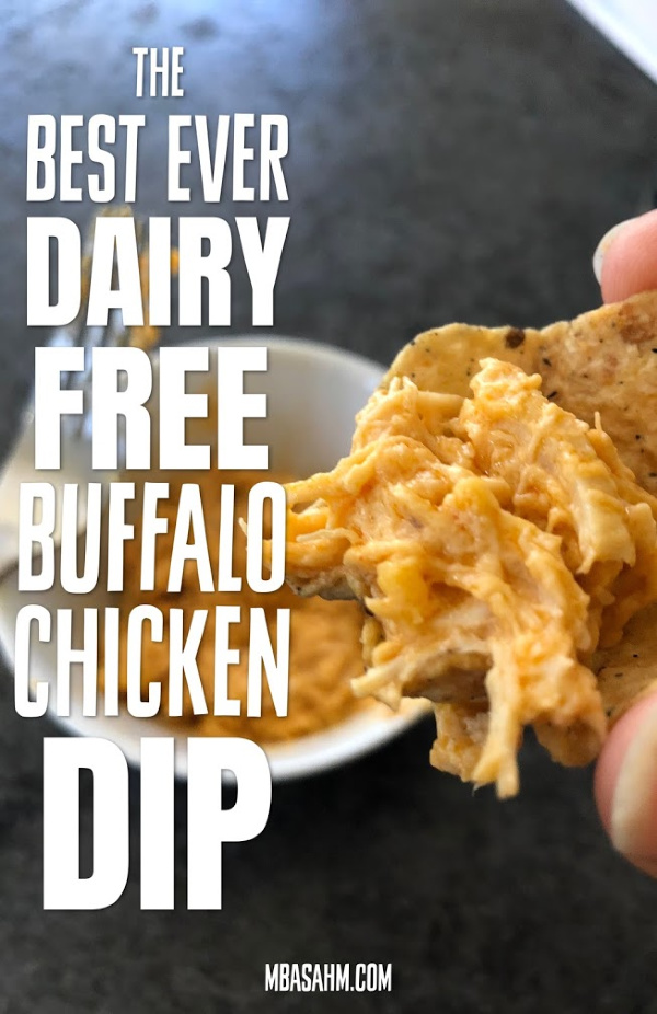 This dairy free buffalo chicken dip is one of the best non-dairy recipes I've come across!  It's a perfect dairy free appetizer, especially as a dairy free game day appetizer and it uses all nut cheeses (no soy!).